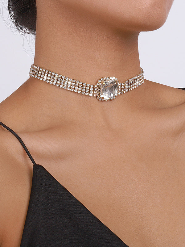 Geometric Rhine Stones Necklaces Accessories
