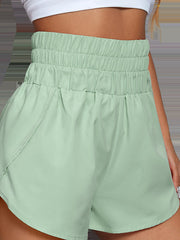 Elasticity Solid Color Split-Joint High Waisted Loose Shorts Bottoms