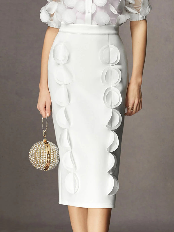 Solid Color Split-Joint High Waisted Loose Skirts