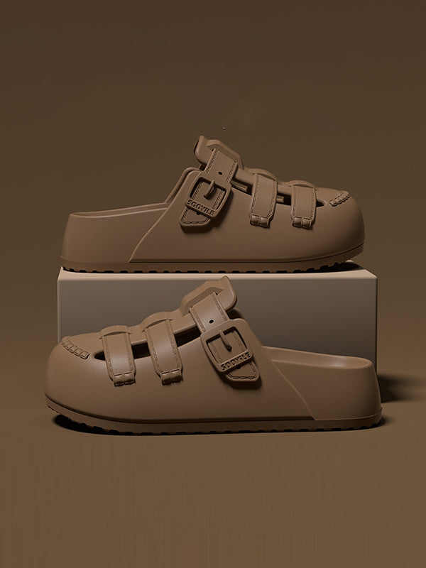 Hollow Round-Toe Split-Joint Sandals Platform Shoes