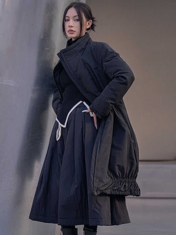Urban Long Sleeves Solid Color Zipper High-Neck Padded Coat