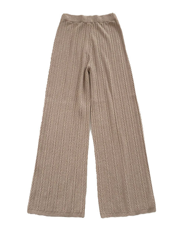 Solid Color High Waisted Loose Trousers Pants