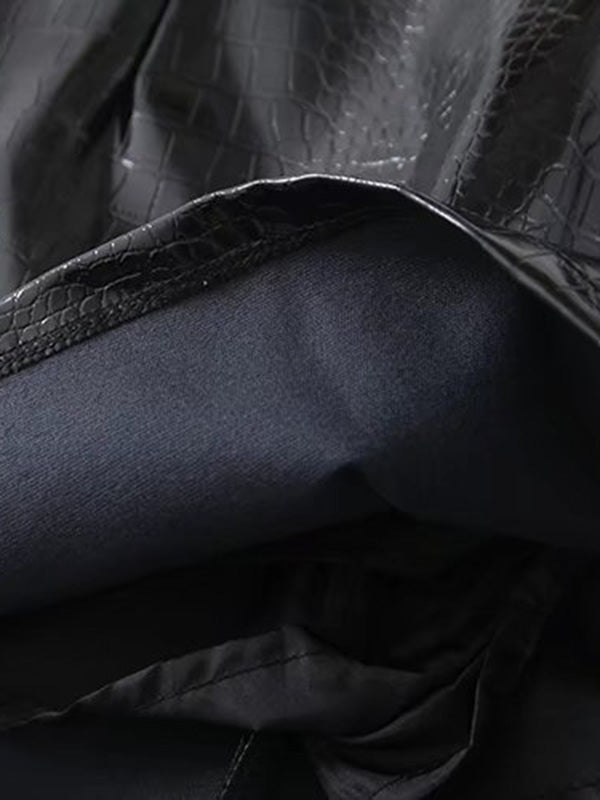 Shiny Solid Color Split-Joint A-Line Skinny Skirts