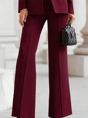 High Waisted Wide Leg Solid Color Pants Suits Bottoms