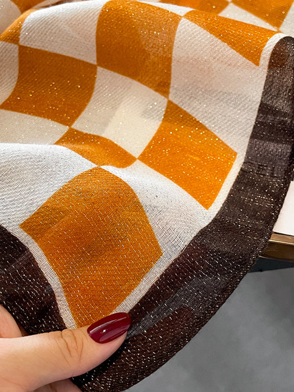 Simple Contrast Color Plaid Printed Scarf