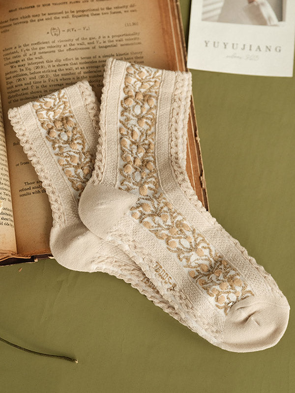 Vintage Jacquard Cotton Socks Accessories