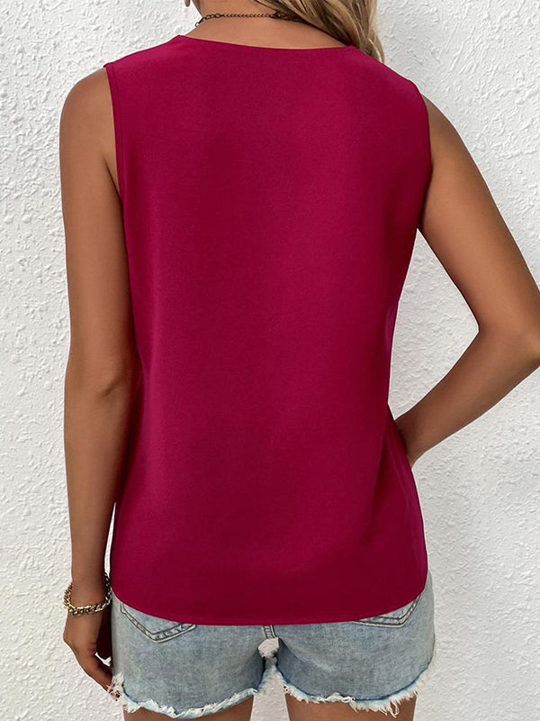Split-Joint Loose Sleeveless V-Neck Vest Top Blouses