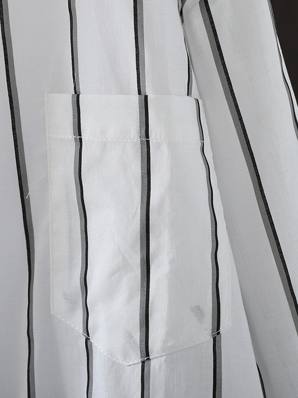 Striped Irregular clipping Long Sleeves Lapel Shirts Tops