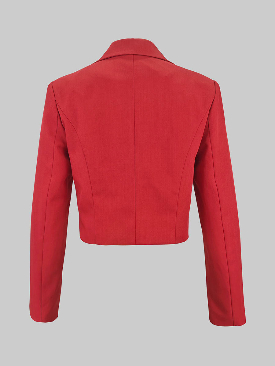 Long Sleeves Skinny Solid Color Notched Collar Blazer Outerwear