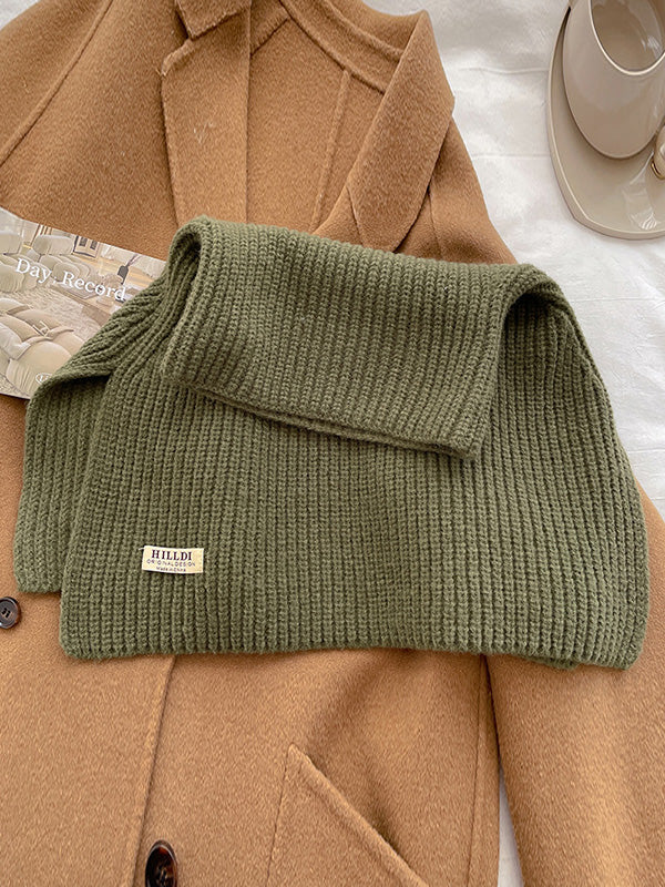 Winter Knitting Solid Color High-Neck Shawl&Scarf