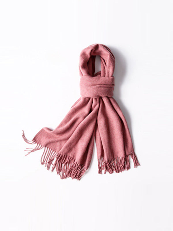 Keep Warm Solid Color Tasseled Shawl&Scarf