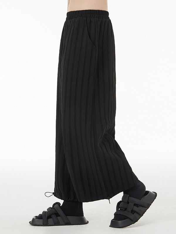 Ninth Pants Drawstring Striped  Wide Leg  Pants Bottoms