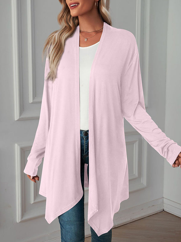 Solid Color Long Sleeves Loose Statement Collar Outerwear
