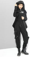 Original Solid Irregularity Elasticity Hooded Outwear