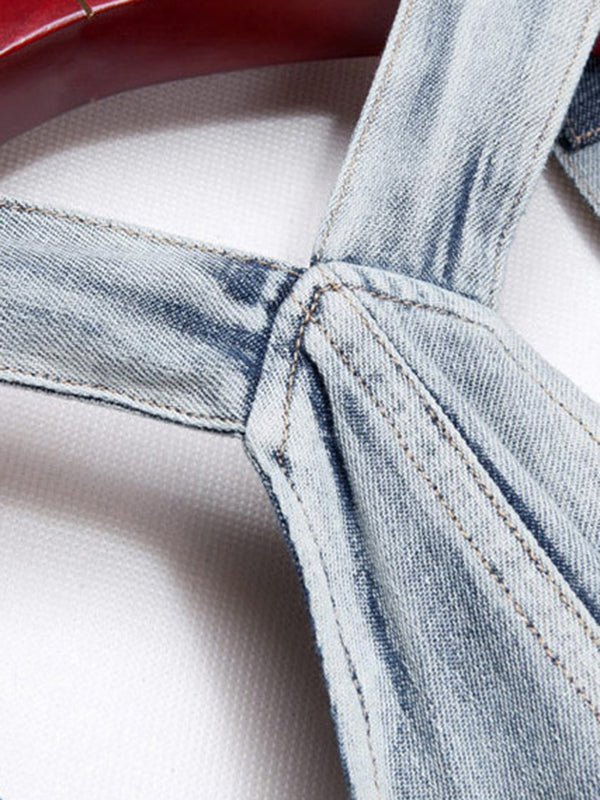 Falbala Split-Joint Irregularity Loose Spaghetti-Neck Maxi Dresses