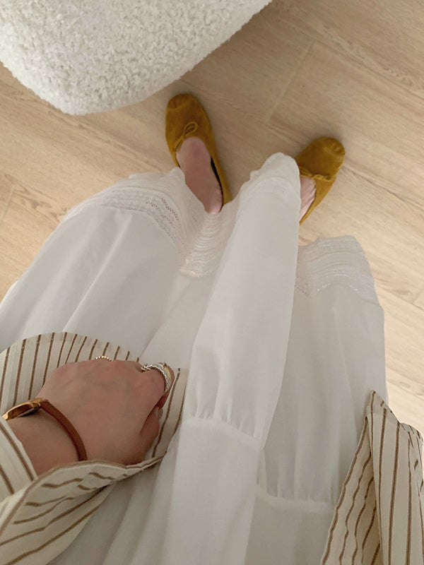 Hollow Solid Color Split-Joint A-Line High Waisted Skirts