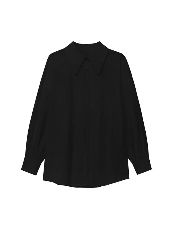 Pleated Solid Color Split-Joint Loose Sleeveless Lapel Blouses