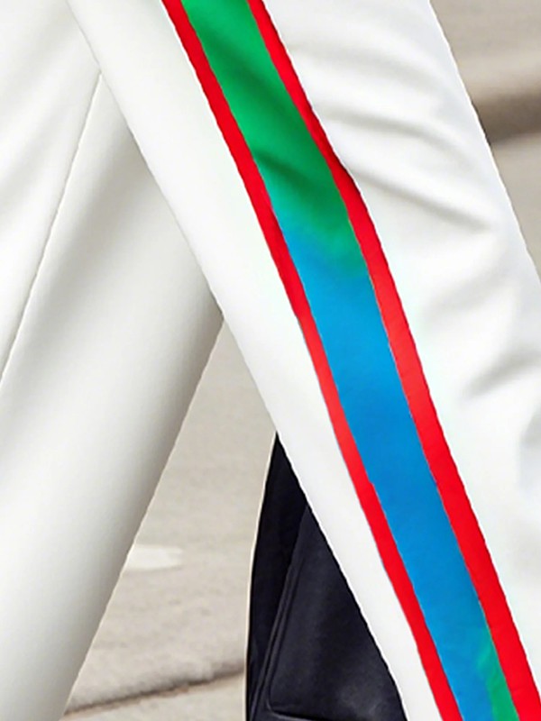 Contrast Color Pockets Striped Column Trousers Casual Pants Bottoms