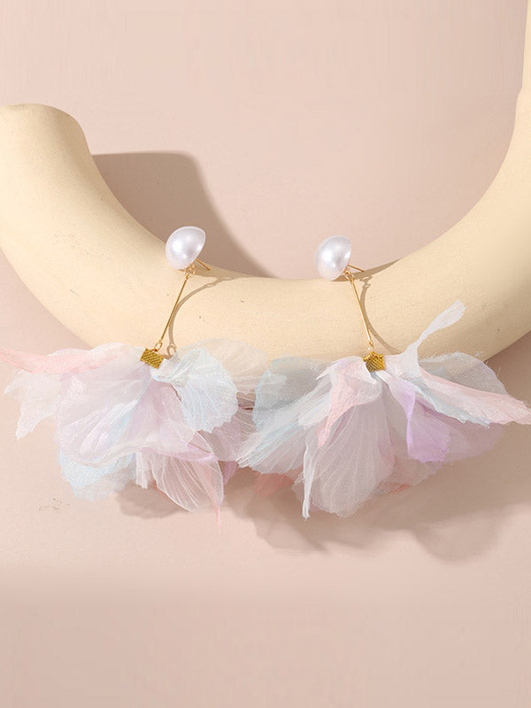 Three-Dimensional Flower Drop Earrings