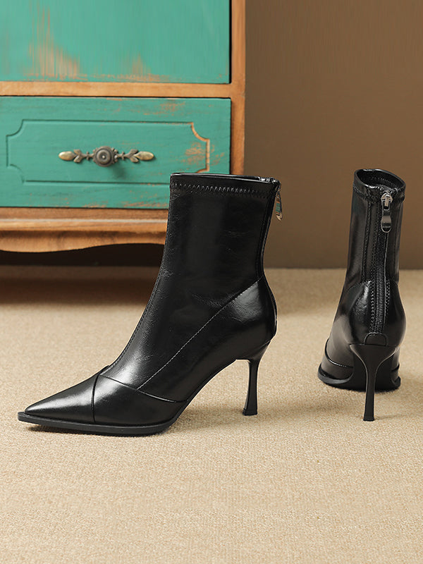 Pointed-Toe Split-Joint Pumps Boots