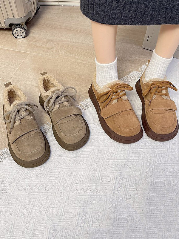 Lace-Up Split-Joint Flat Shoes