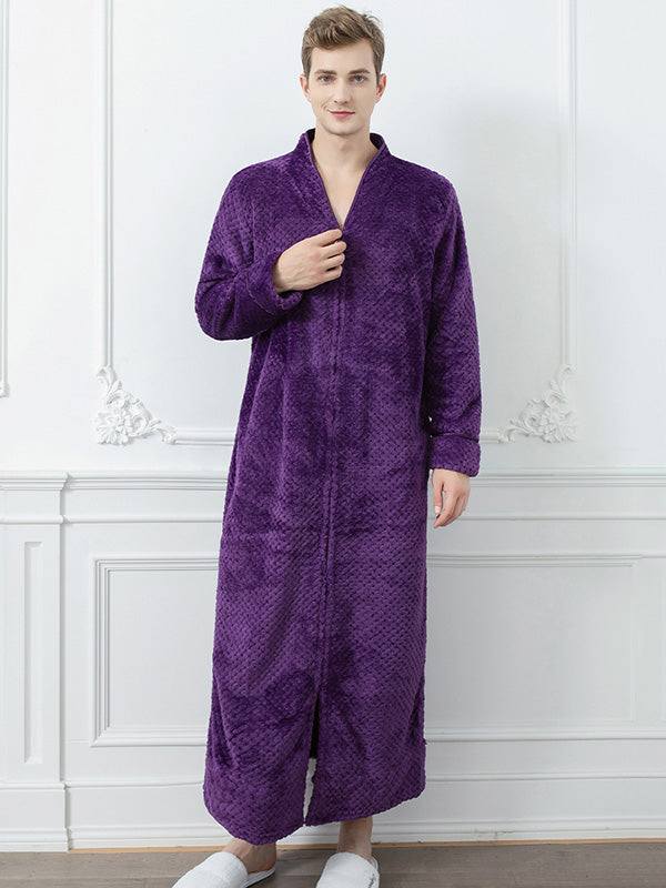 Comfortable Solid Flannel Pajama Robe
