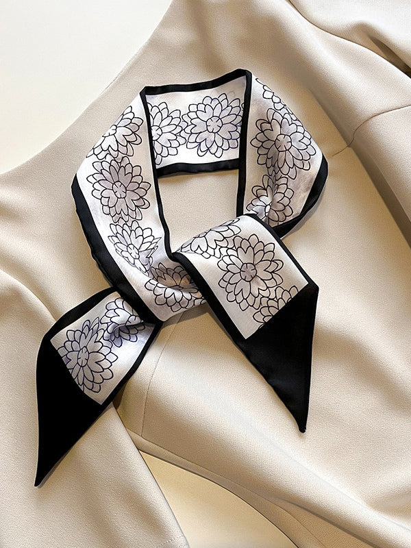 Floral Printed Contrast Color Shawl&Scarf