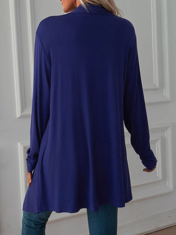 Solid Color Long Sleeves Loose Statement Collar Outerwear