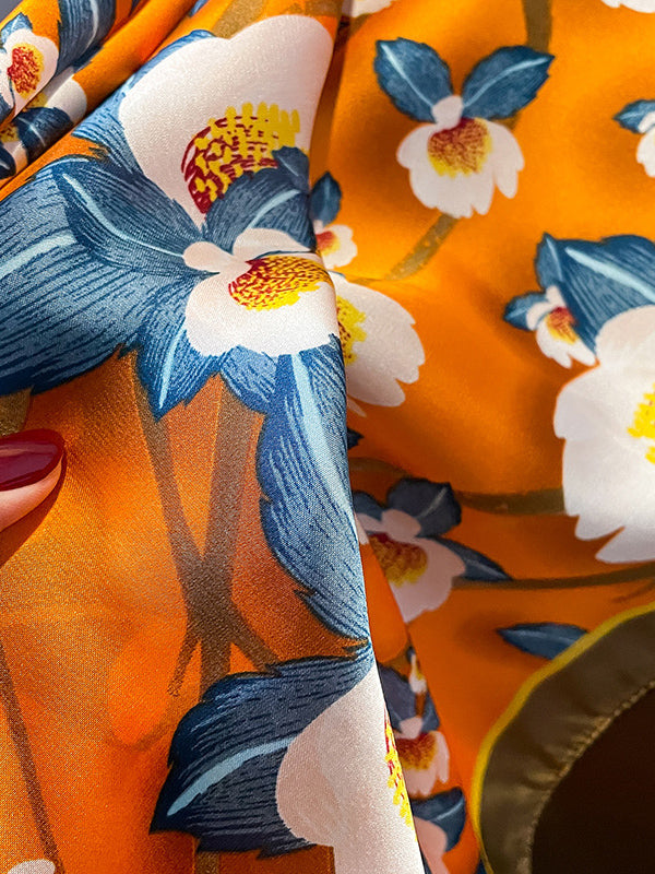 Floral Printed Contrast Color Shawl&Scarf