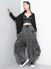 Loose Wide Leg Split-Joint Streamer Jean Pants Bottoms