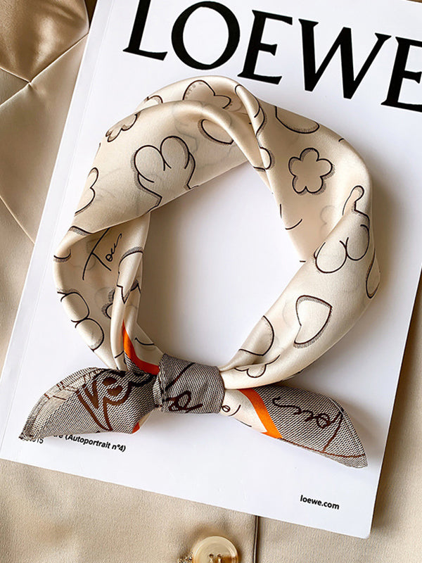 Animal Printed Geometric Letter Print Square Scarf