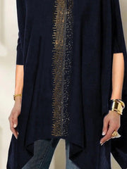 Rhine Stones Solid Color Half Sleeves Irregular Clipping Boat Neck T-Shirts Tops