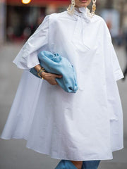 Buttoned Solid Color Tied Loose Three-Quarter Sleeves Lapel Blouses&Shirts Tops