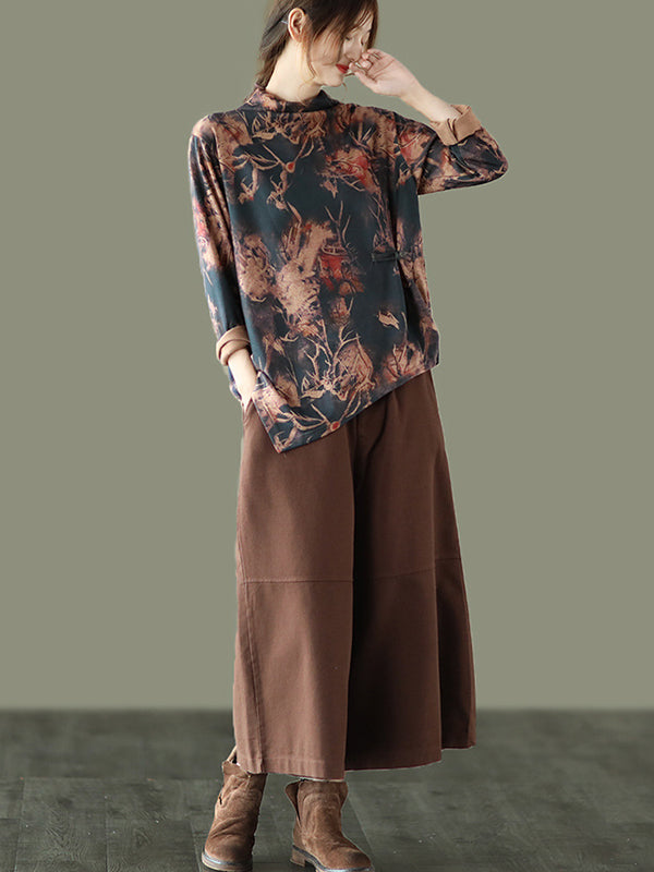 Simple Wide Leg Loose Solid Color Casual Pants Bottoms