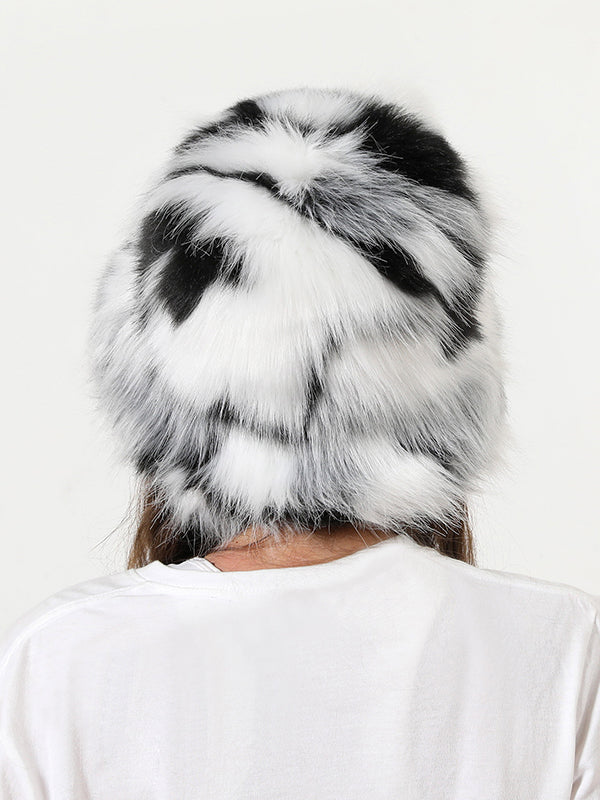 Adjustable Contrast Color Keep Warm Velvet Bucket Hat