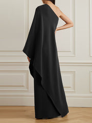 Simple Asymmetric Solid Color One-Shoulder Maxi Dresses
