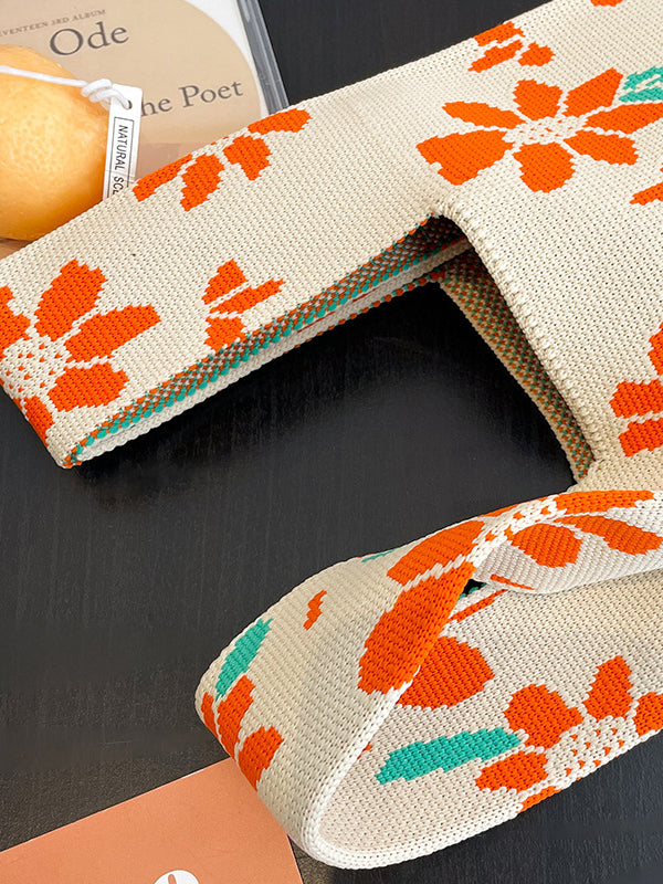 Floral Printed Woven Handbag Bags Accessories
