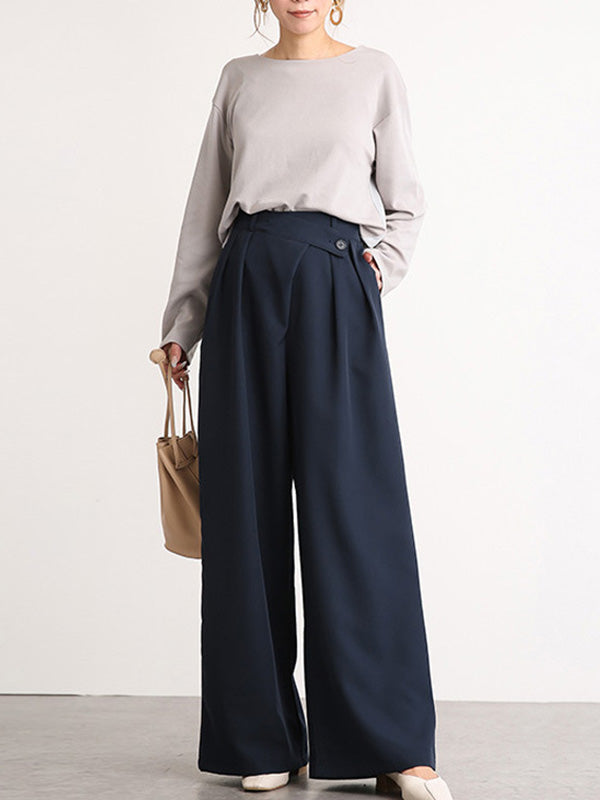 Casual Wide Leg Loose Solid Color Pants Bottoms