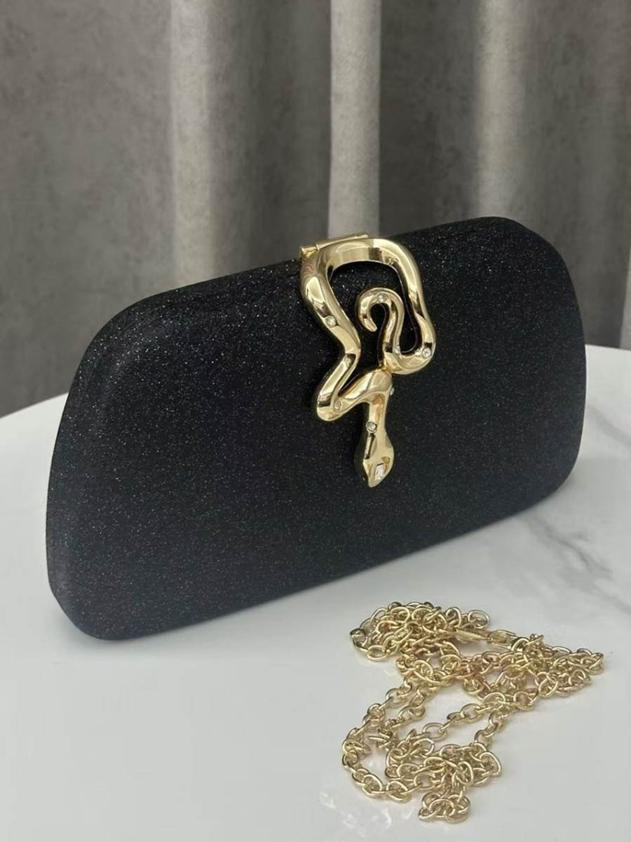 Chains Lock Shiny Irregularity Evening Bags & Clutches Crossbody Bags