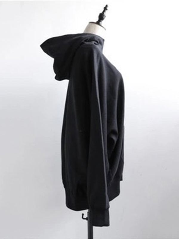 Solid Color Zipper Hooded Long Sleeves High-neck Outerwear Jackets