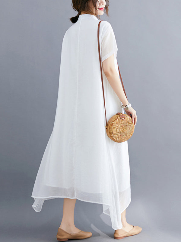 Original Solid Lapel Frenum Dress