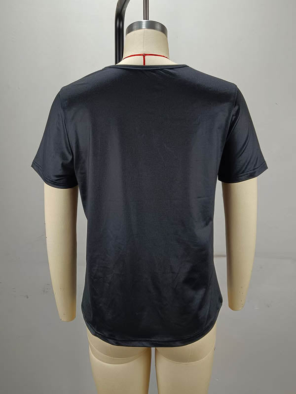 Split-Joint Striped Loose Short Sleeves Round-Neck T-Shirts Tops