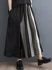 Asymmetric Polka-Dot Printed Split-Joint High Waisted Loose Trousers Pants Culotte