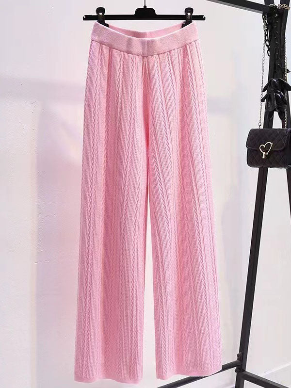 Solid Color High Waisted Loose Trousers Pants