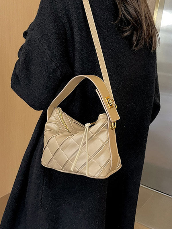 Belt Buckle Pleated Rhombic Split-Joint Handbags Crossbody Bags Bags