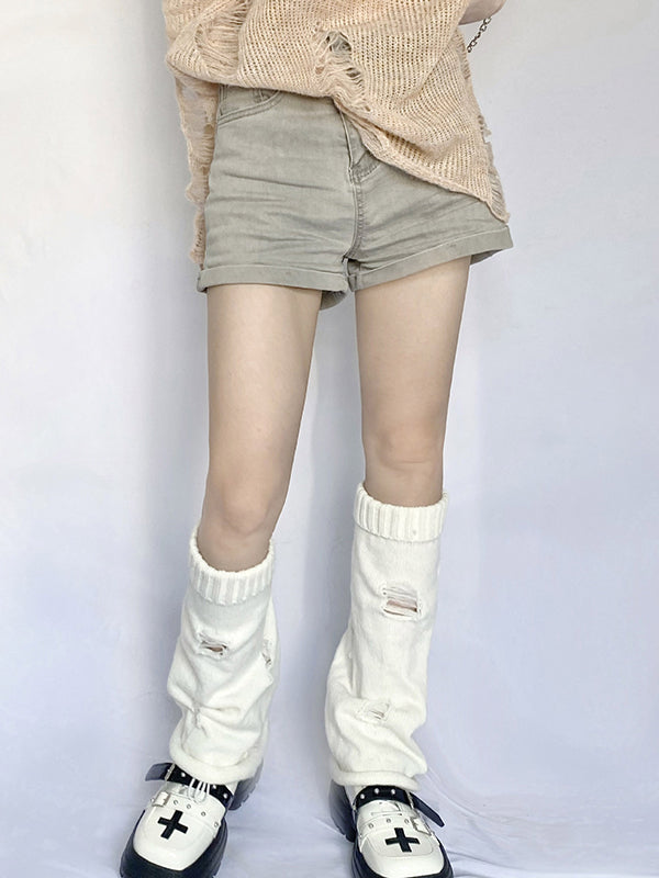 Flared Hollow Solid Color Leg Warmers Accessories