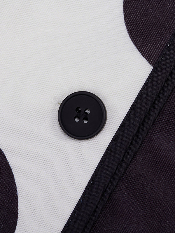 Long Sleeves Loose Contrast Color Flower Print Split-Joint Stand Collar Jackets Outerwear Woolen Coat