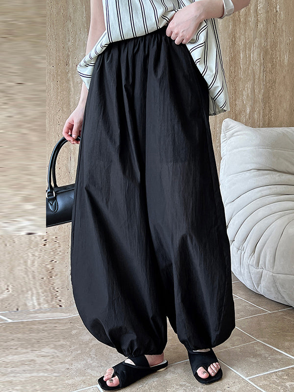 Elasticity Solid Color Split-Joint Harem Pants High Waisted Trousers Pants