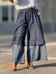 Loose Wide Leg Elasticity Jean Pants Bottoms Trousers