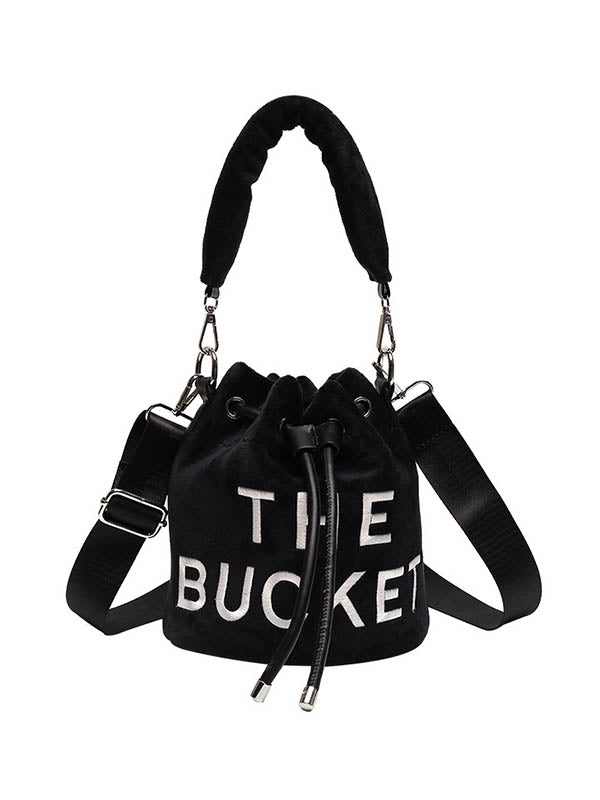 Drawstring Letter Print Handbags Crossbody Bags